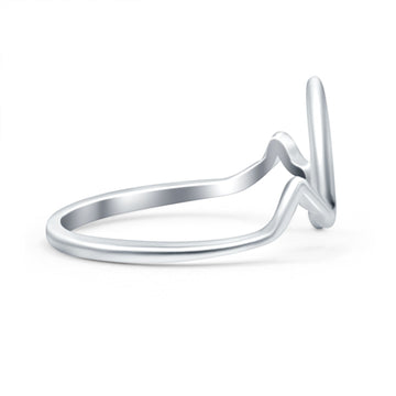 Heartbeat Rhodium Plated Band Solid 925 Sterling Silver Thumb Ring (11mm)